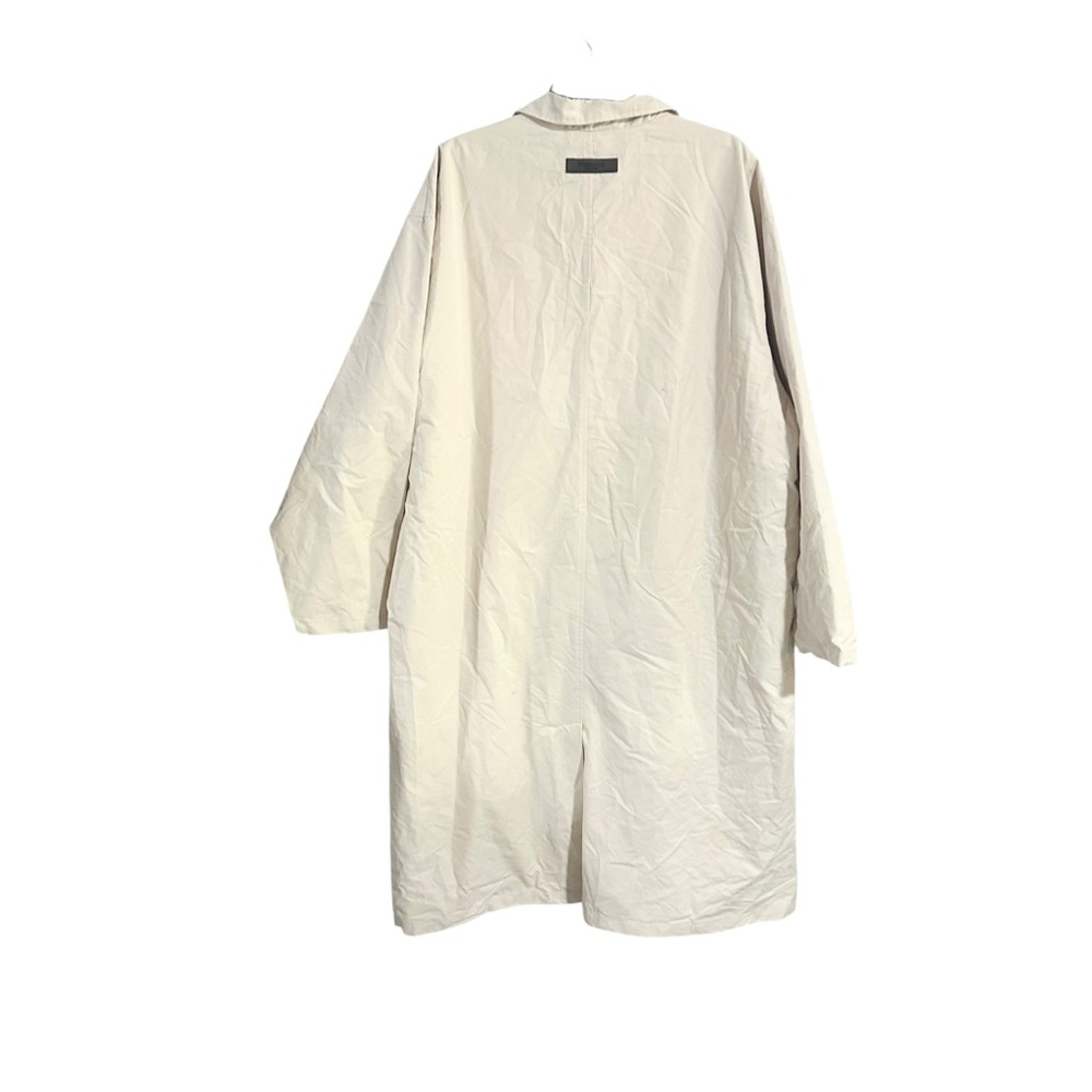 Feat of God ESSENTIALS Cream Cotton Blend Long Mid Length Trench Coat Size Large - Picture 5 of 9